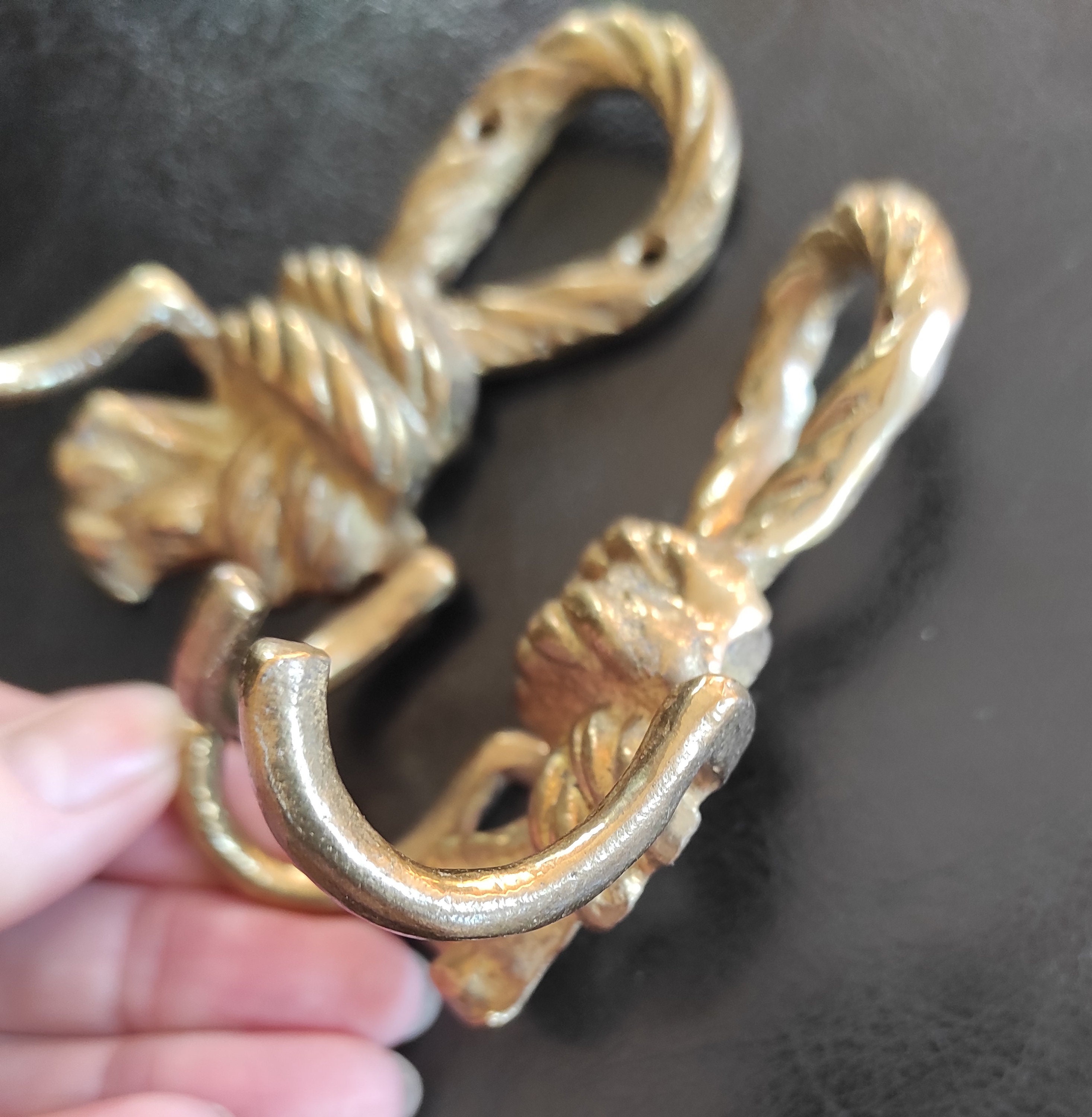 Set of 2 Cast Brass Clothes Hooks 2 Heavy Duty Brass Hanger Etsy