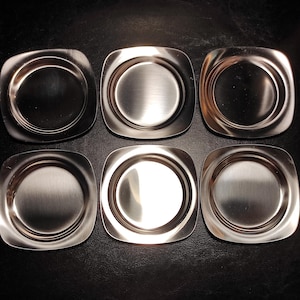 Set of6 Steel Vintage Coasters/WMF German Vintage Silver Tone Coasters Mid Century/Stainless Steel Coasters for Kitchen Bar Restaurant Decor