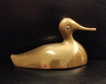 Pisapapeles de pato vintage de 380 g - Decoración de escritorio o estantería - Figura antigua de latón de un pato - Para coleccionar, exhibir o como regalo de oficina