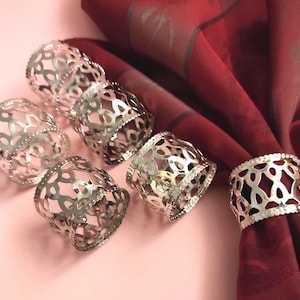 Set of 6 Vintage Silver Plated Napkin Rings/Openwork Filigree Silver Napkin Rings