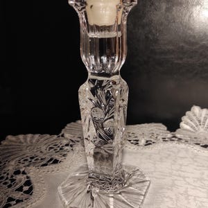 Vintage Lead Crystal Candlestick, Candle Holder/Сrystal Glass Ornate Candle Holder Partially Hand Cut