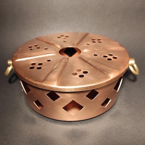 Podgrzewacz do herbaty z miedzi w stylu vintage / Podgrzewacz do kawy z miedzi w stylu vintage / Akcesoria do herbat na przyjęciach w stylu lat 70.