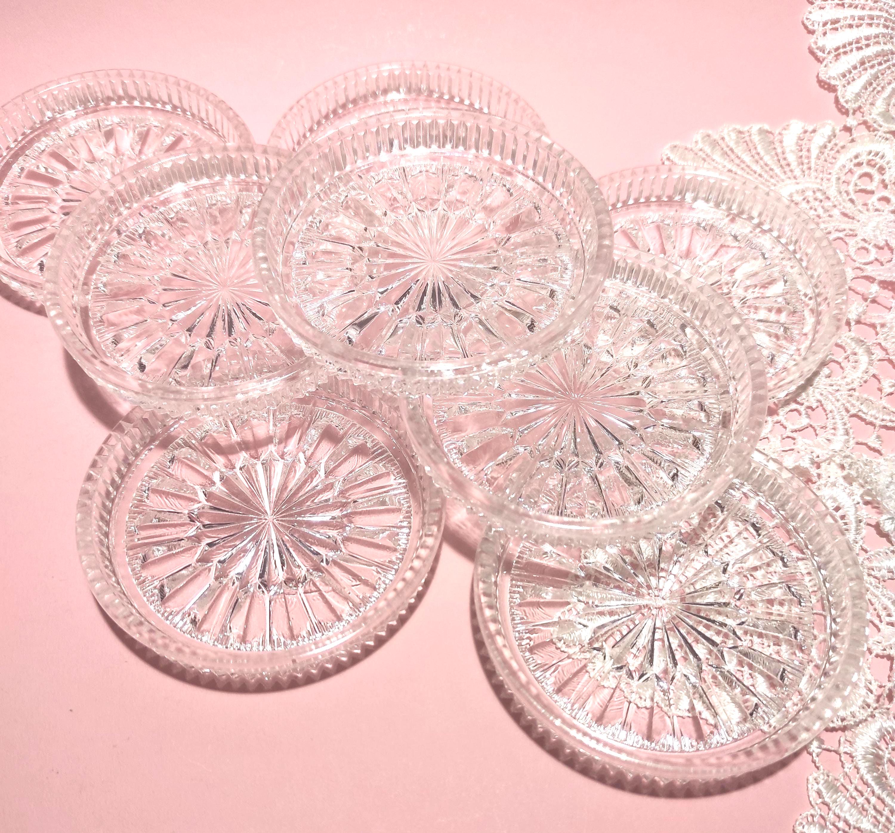 Set of 8 Vintage German Pressed Lead Crystal Coasters / Mid Century ...