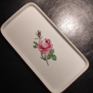 Vintage Porzellan Schmucktablett mit der Darstellung Rose / Porzellanschale Deutschland Fürstenberg Porzellan