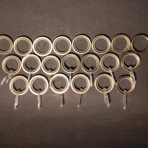 Set of 21 Vintage Brass Curtain Rings with 2 cm Inner Diameter. Vintage Curtain Rings for Attaching Curtains to a Curtain Rod