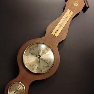 Vintage barometer and thermometer - indoor weather station - Old German indoor wall weather station - home thermometer Celsius