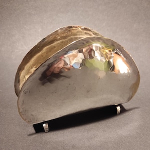 Antique Silver Plated Brass Napkin Holder &quot;Erhard & Söhne&quot;, Germany, First Half of the Last Century/Silver Plated Hand-Forged Napkin Holder