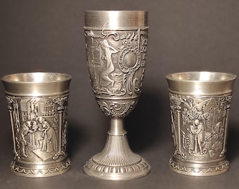 MSJ Tin Art 95% Pewter Shot Glass - Woodland Animal Scene - Etsy