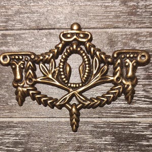 Vintage Brass Furniture Escutcheon - Keyhole for Dresser Drawer, Wardrobe, Bureau Cabinet/Antique Bras Escutcheon