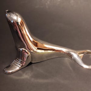 Vintage Silver Plated Bottle Opener/Weight - 260 grams/Silver Bottle Opener with Seal or Sea Lion Design for Bar, Collection, Display, Gift