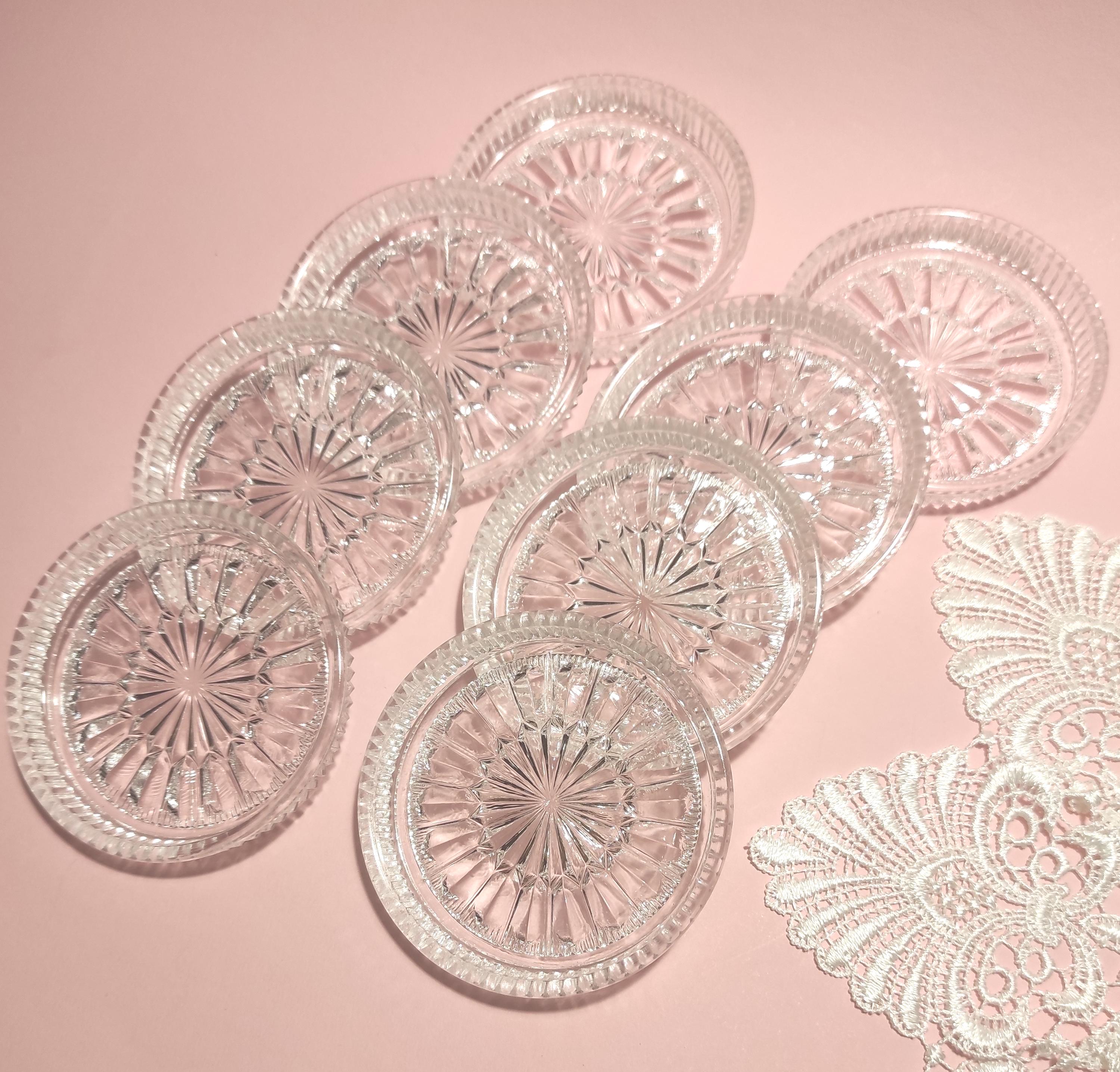 Set of 8 Vintage German Pressed Lead Crystal Coasters / Mid Century ...