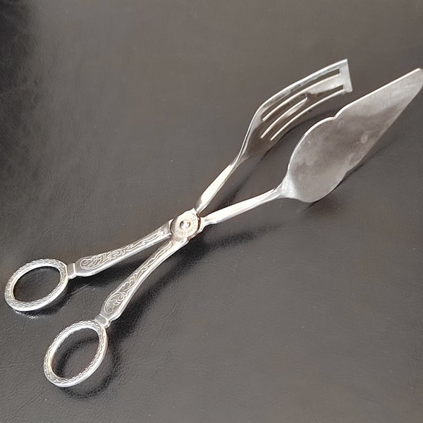 Vintage Silver Plated Serving Tongs - Old Table Serving Tongs