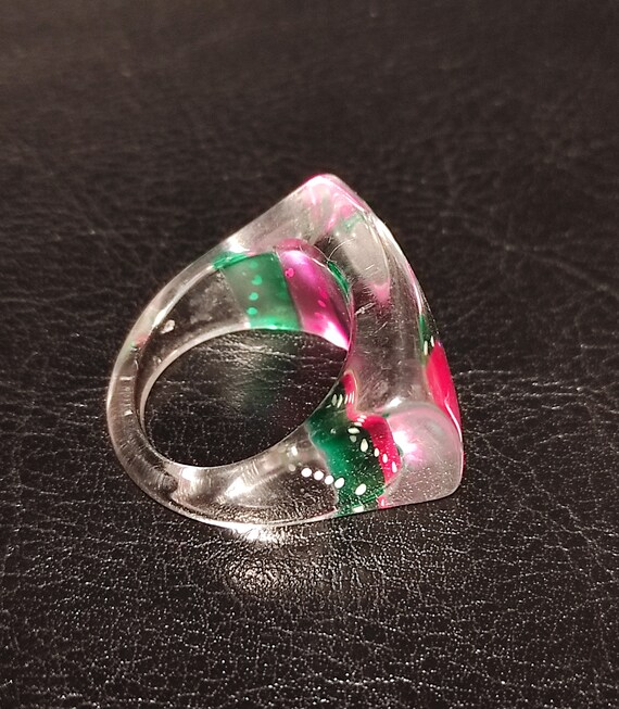 Bague vintage en plastique transparent belle bague en lucite Etsy France