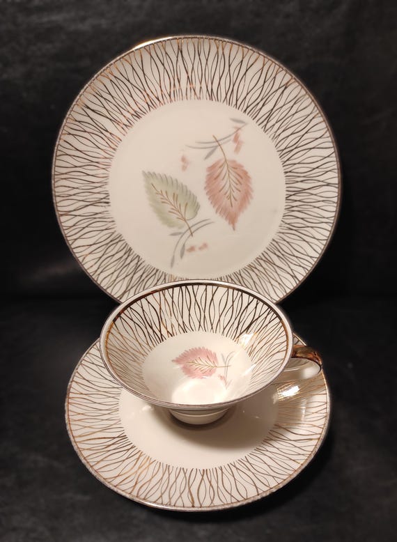 Teetasse mit Untertassen Vintage Winterling Röslau Bavaria Porzellan / Schönes antikes deutsches Porzellan-Trio-Set