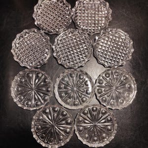 Set of 10 Assorted Crystal Glass Coasters/Vintage German Mid Century Crystal Glass Coasters