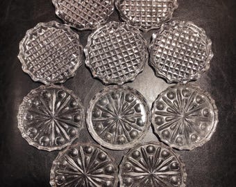 Set of 10 Assorted Crystal Glass Coasters/Vintage German Mid Century Crystal Glass Coasters