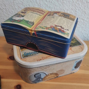 Set of Two Vintage Tin Cookie Boxes for Collection or Trinket Storage Box
