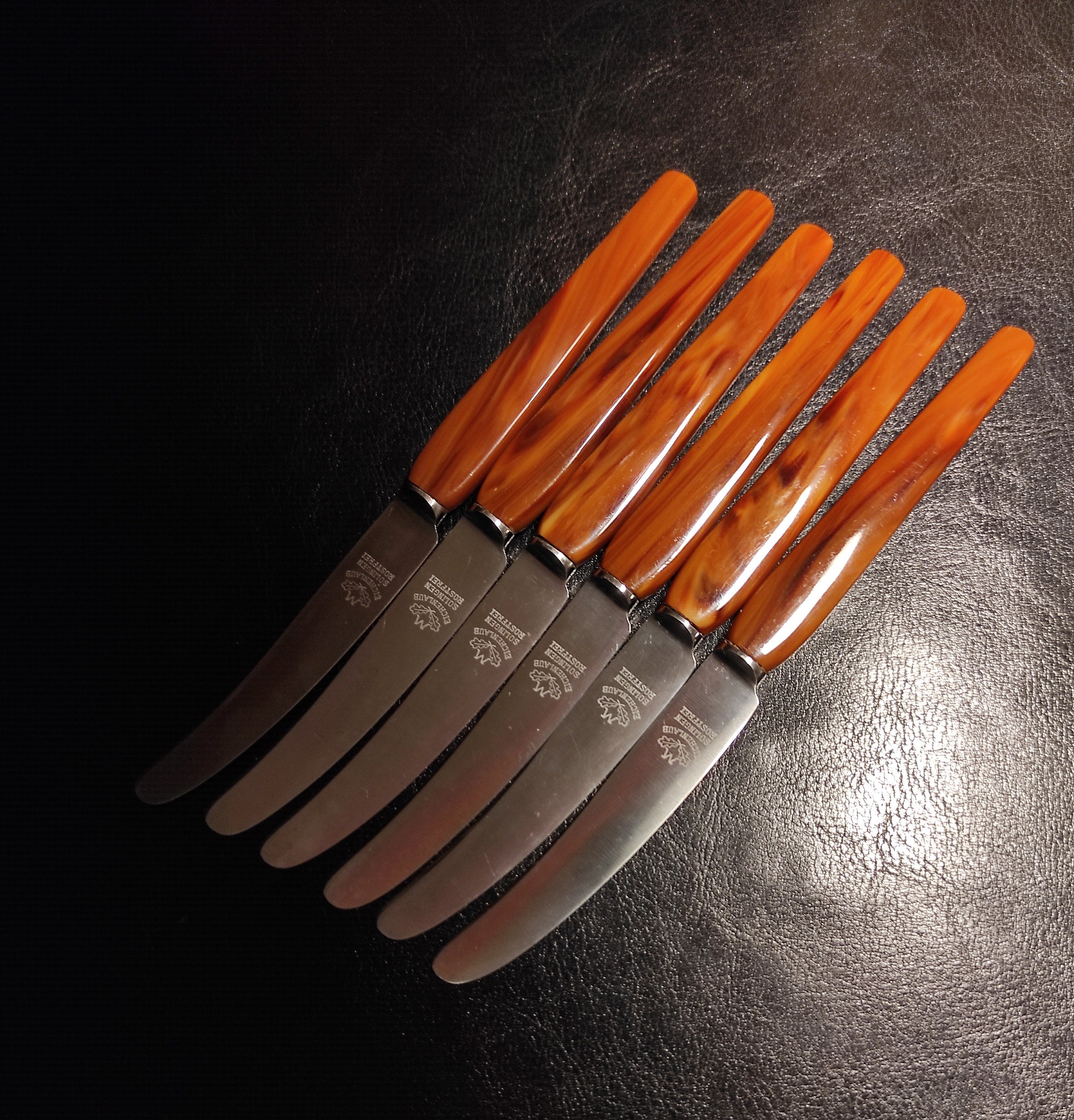 Solingen Eichenlaub - Vintage Set of 6 Fruit Knives With Bakelite