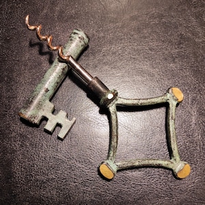 Vintage brass corkscrew in the form of an old key / Corkscrew for your bar, collection, display, gift