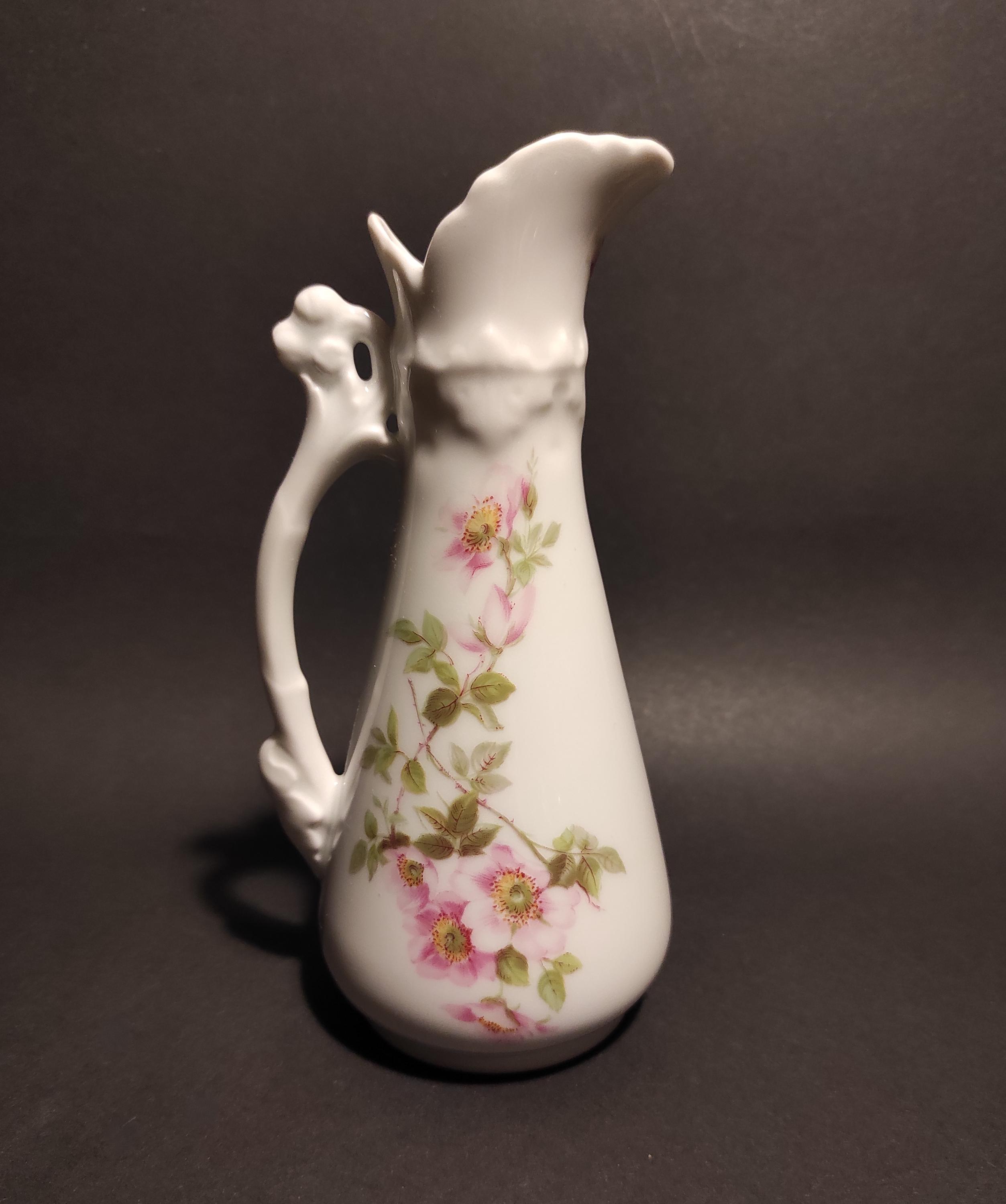 Set of 10 GDA Limoges Pink Wild Roses & Blue Ribbon & Gold