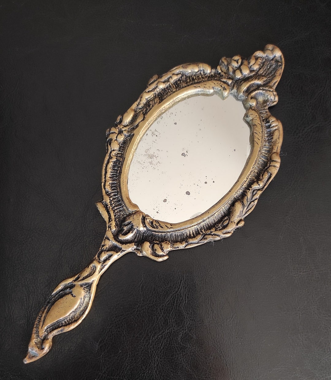 Vintage Brass Vanity Mirror Decorative Brass Large Hand Etsy