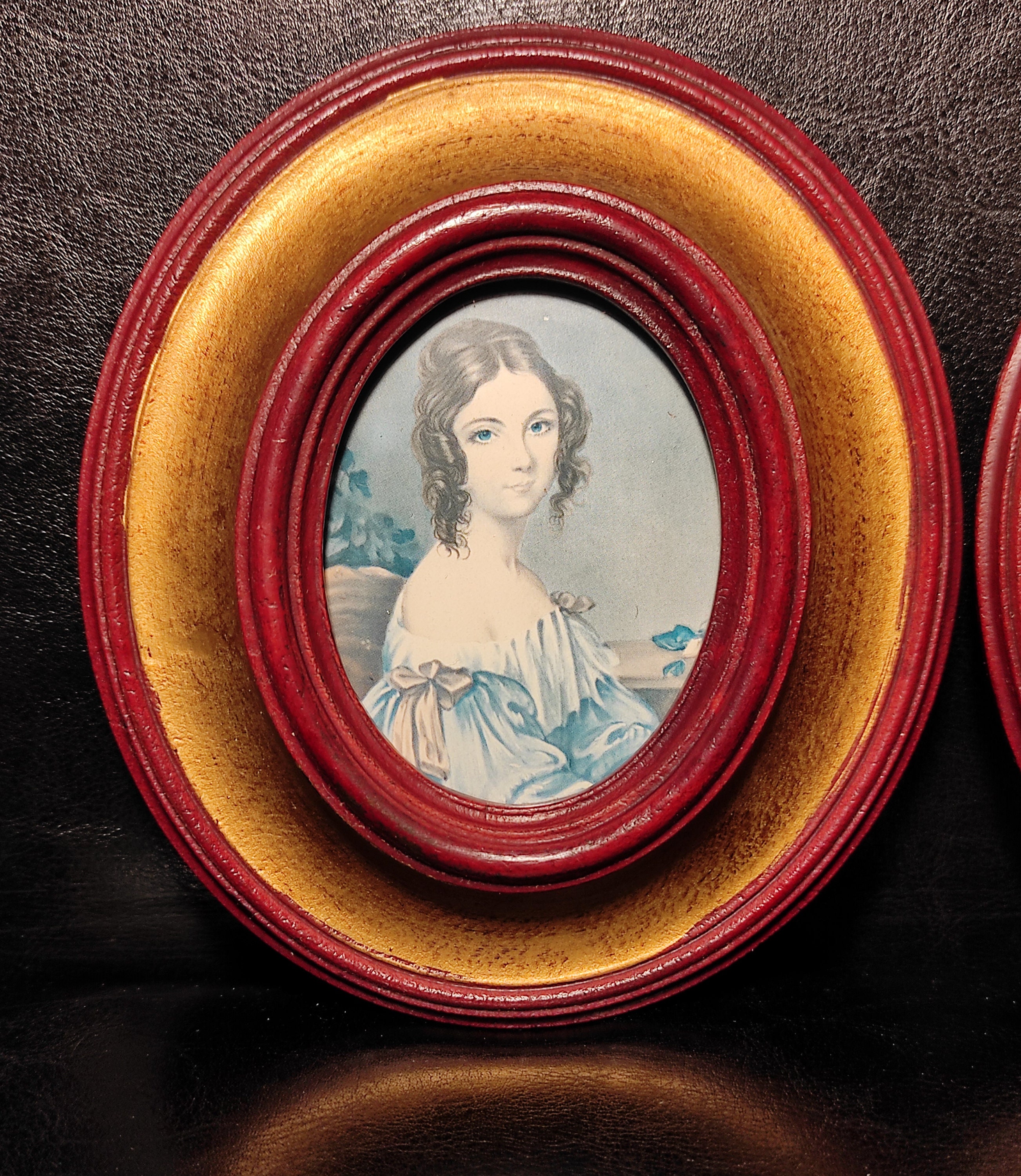 Oval Picture Frames Gilded - Set of Two Small Gold and Brown Antique ...