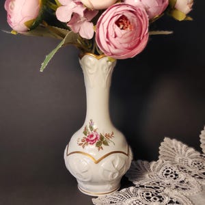 Gräfenroda German Small Vintage Porcelain Flower Vase 70s/Mini Vase for Collection or Home Decor/White Vases for Cafe, Bar, Restaurant Decor