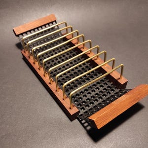 Vintage toast stand/Vintage Toast Rack/Toast holder made of brass, steel and wood for kitchen, bar, restaurant design and serving