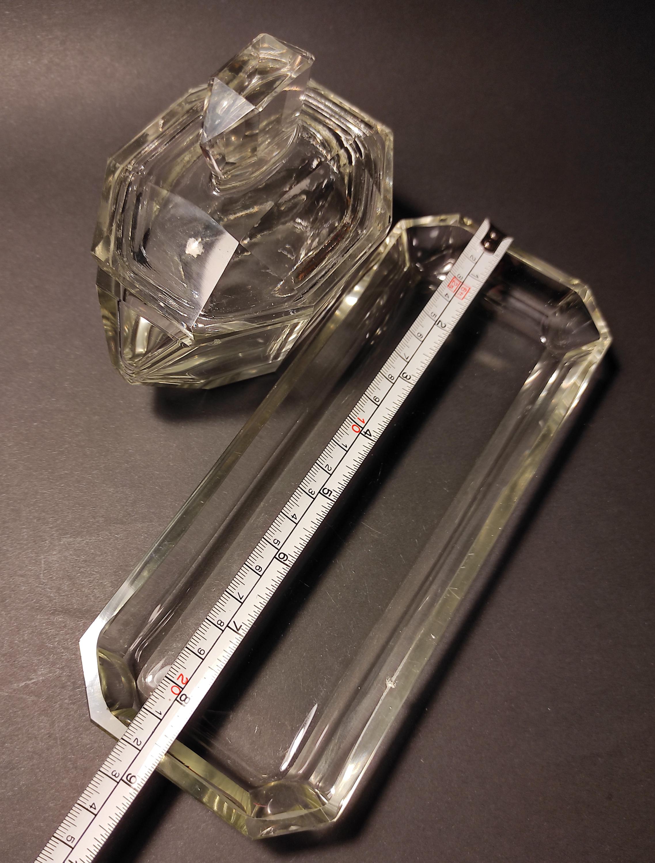 Bohemian Vintage Czech Glass Vanity Trinket Box and Tray