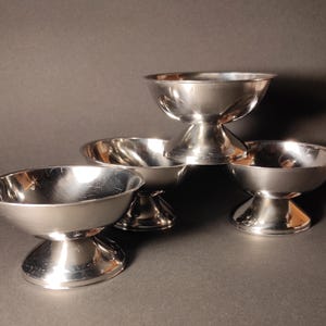 Set of 4 pieces vintage dessert steel ice cream bowls - Stainless steel ice cream cups - Party decor mid-century - Germany