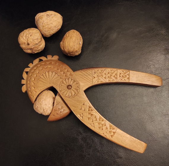Vintage wood nutcracker - mid-century German nutcracker - Hand carved wooden nut cracker