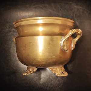 Vintage Brass Planter or Cauldrons for Brass Pot for Home, Porch, Yard Decor