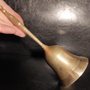 Large Antique Long Handle Bell/Christmas Bronze Bell for Decor or Home Use/Wedding Brass Bell for Collection,Display,Gift