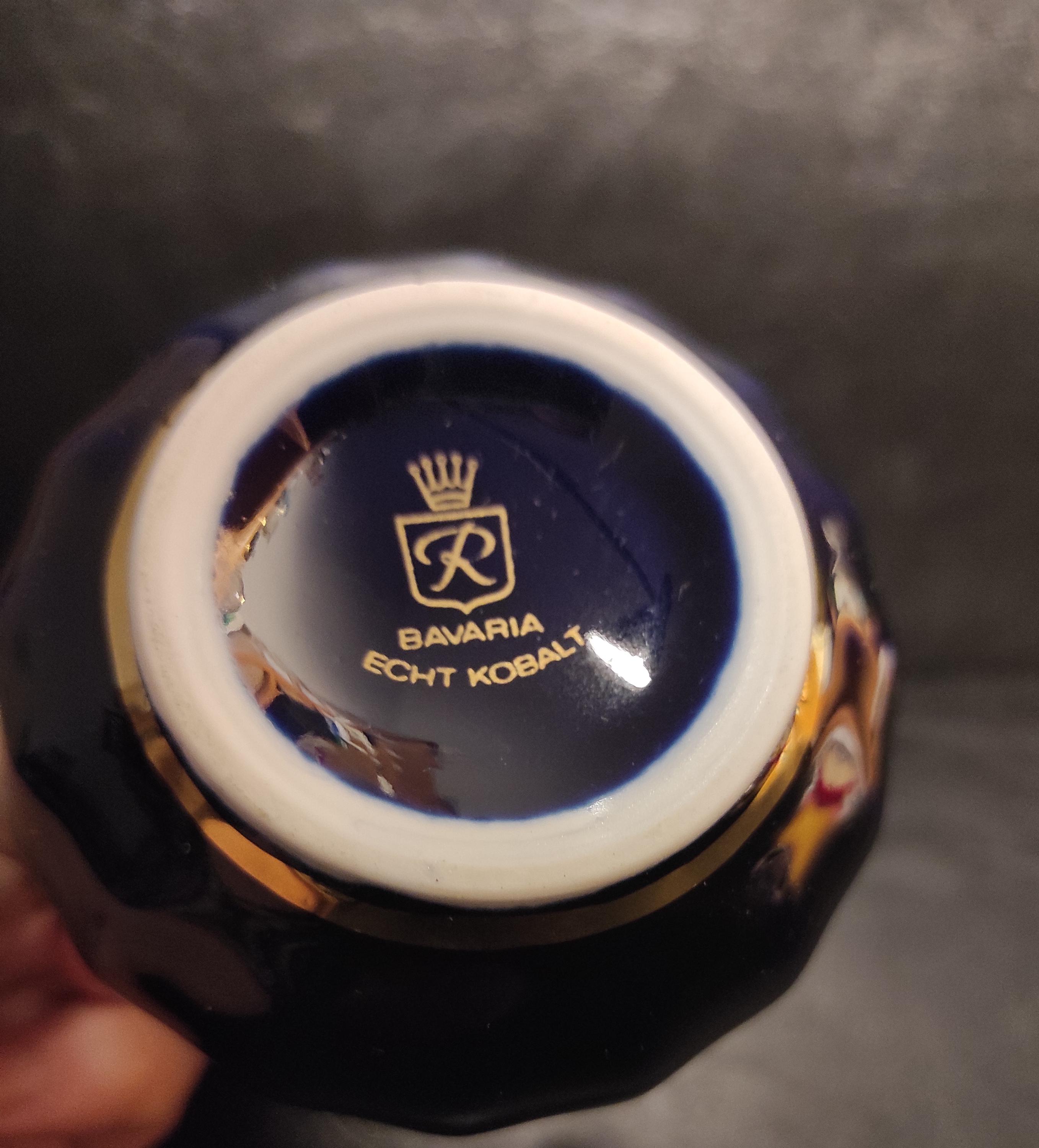 Small German Vintage Cobalt Porcelain Candlestick or Small