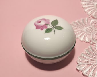 Jewelry Box - Vintage Austrian Porcelain Jewelry Box or Trinket Box Produced in Vienna - Augarten with a Viennese Rose Pattern