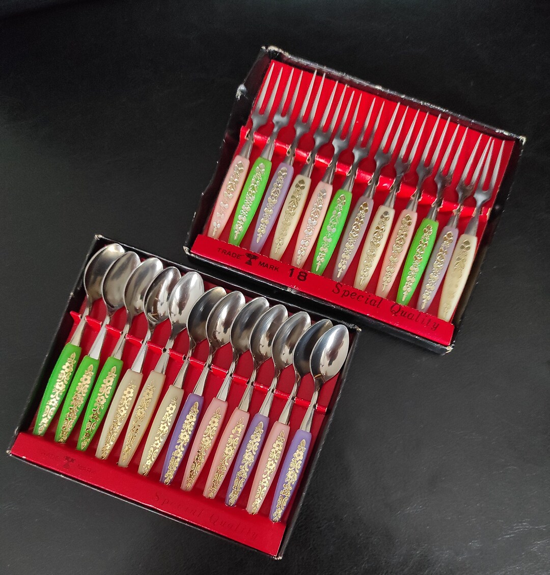 Vintage Set 24 Small Cocktail Forks and Spoons/small Sandwich Etsy