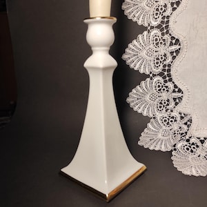 Gerold-Tettau Bavaria Germany Fine Classic Candlestick/Vintage White and Gold Porcelain Tall Candle Holder for Taper Candle
