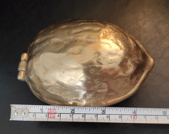 Vintage brass nutcracker in the form of a huge walnut / Old large gold nutcracker / German nutcracker from the middle of the last century