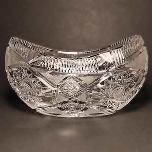 Vintage Lead Crystal Candy Bowl/German Lead Crystal Trinket Bowl/Crystal Bowl for Jewelry or Sweets/Hand Polishing of Lead Crystal