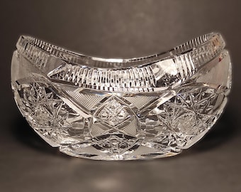 Vintage Lead Crystal Candy Bowl / German Hand Polishing Lead Crystal Trinket Bowl / Crystal Bowl for Jewelry or Sweets