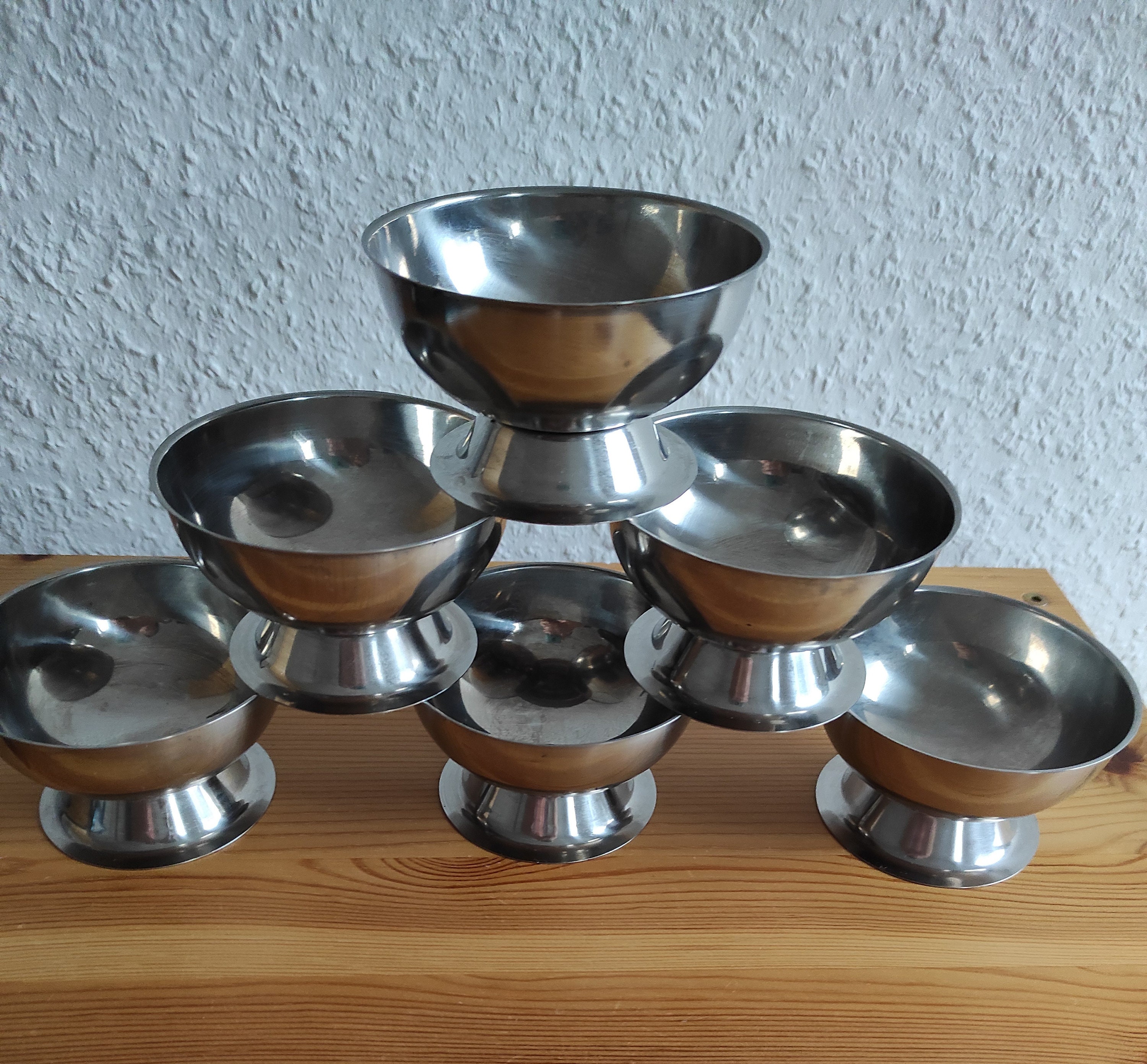 Set of 6 Pieces Vintage Dessert Steel Ice Cream Bowls Etsy