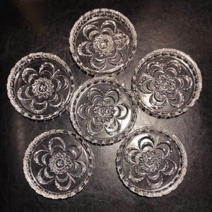 Zestaw 6 zabytkowych szklanych podstawek pod szklanki - Walther Glas German Mid Century Lead Сristal Coasters