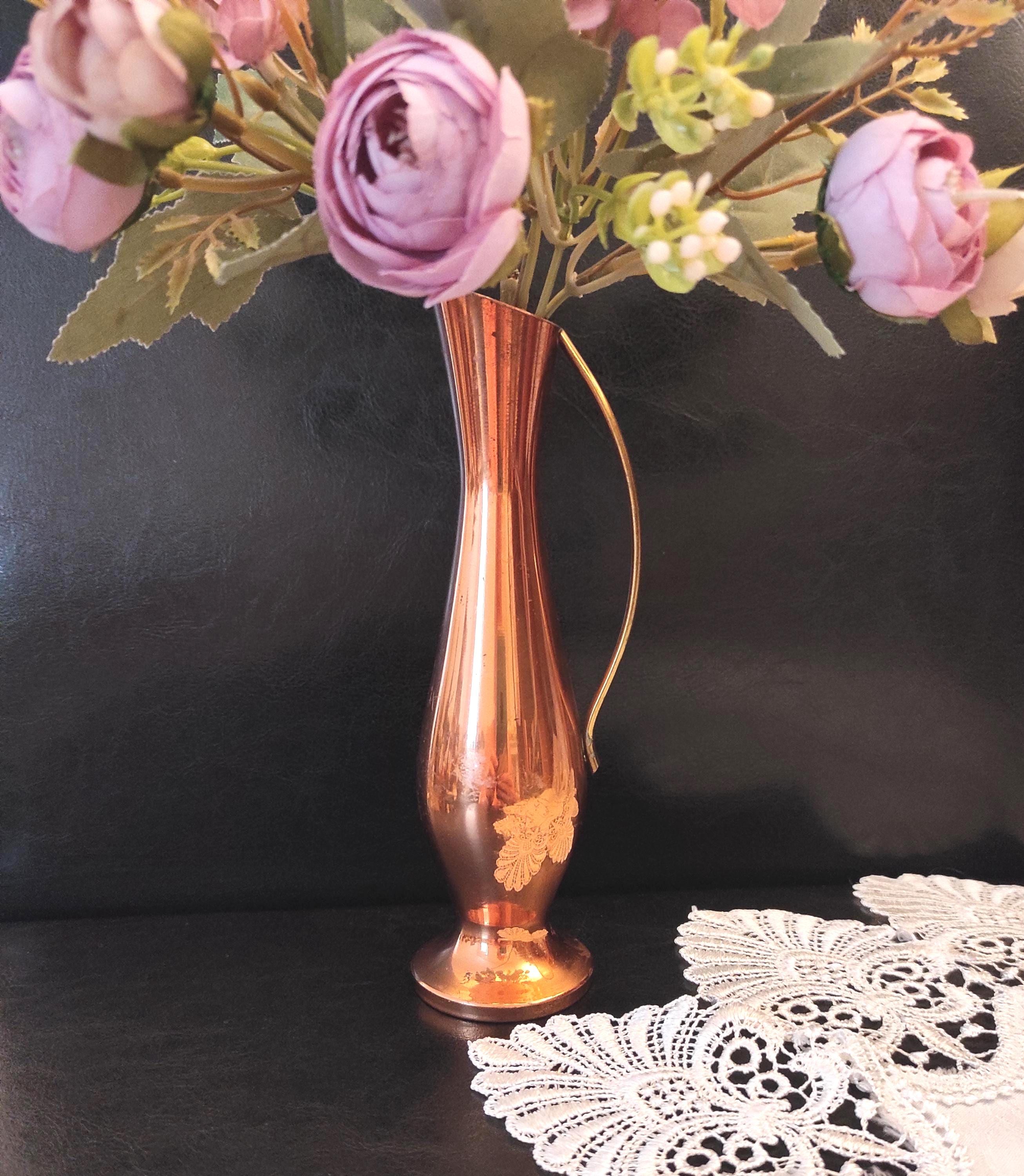 Small Decorative Vase, Vintage Small Copper Flower Vase / Small