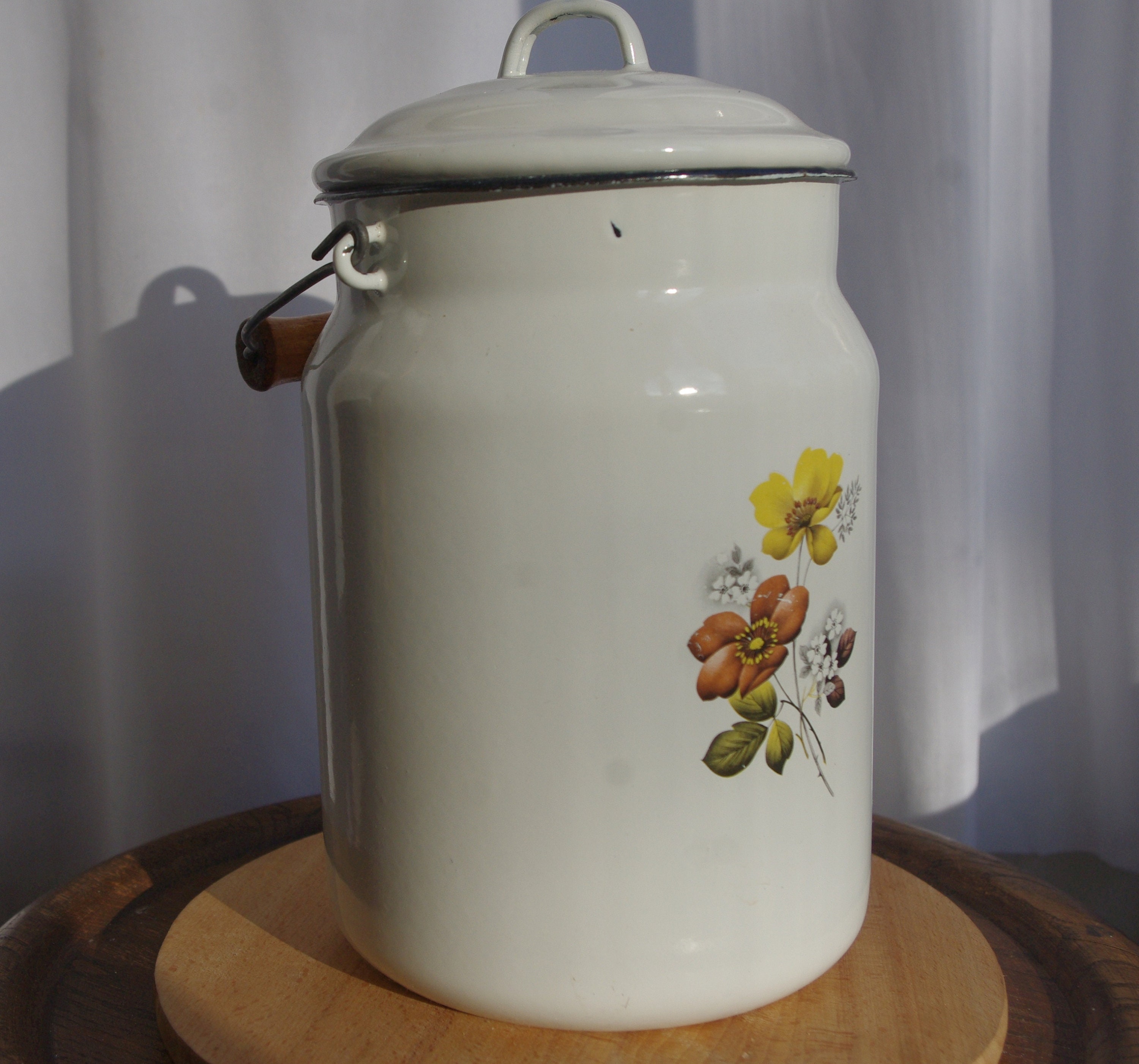 Vintage Enamel milk can Enamel kitchen milk jar 3 liters Etsy