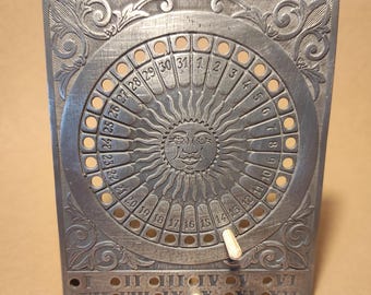 Vintage Pewter Calendar - Perfect Decor for Office Desk/Perpetual Calendar for Collection, Office Decor or Dift