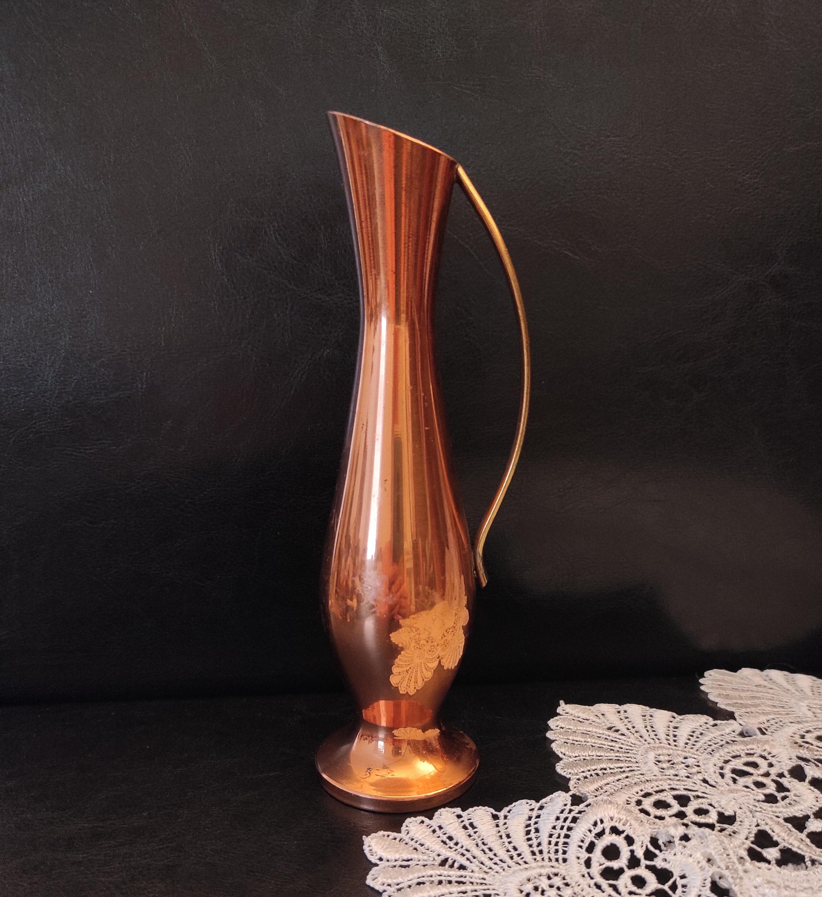 Small Decorative Vase, Vintage Small Copper Flower Vase / Small