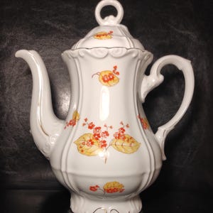 Large Schrnding German White Porcelain Teapot or Coffee Pot Early 20th Century for Collection, Display, Serving, Kitchen Decor, Restaurant