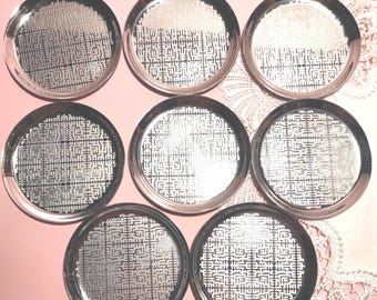 Posavasos de acero - Juego de 8 posavasos vintage WMF de acero alemán Cromargan de mediados de siglo para servir/accesorios de bar