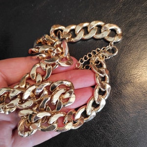 Vintage thick copper alloy chain with gold tone plating- Massive necklace - chain