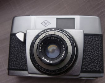 Appareil photo argentique vintage 35 mm Agfa 50x - avec étui - Appareil photo allemand Agfa avec viseur supérieur - SILETTE RAPID